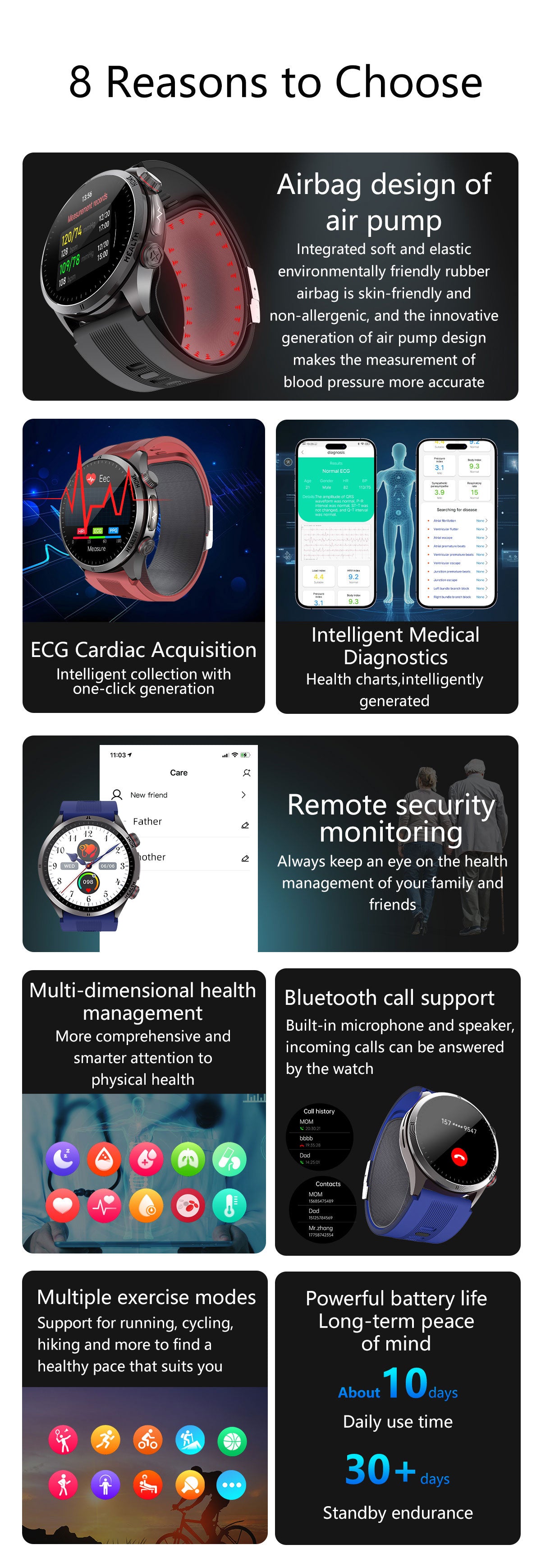 New smartwatch S26 Air pump+airbag true blood pressure accurate test Bluetooth call ECG electrocardiogram blood sugar uric acid blood lipid body temperature blood oxygen sleep monitoring breathing training ECG NFC SOS