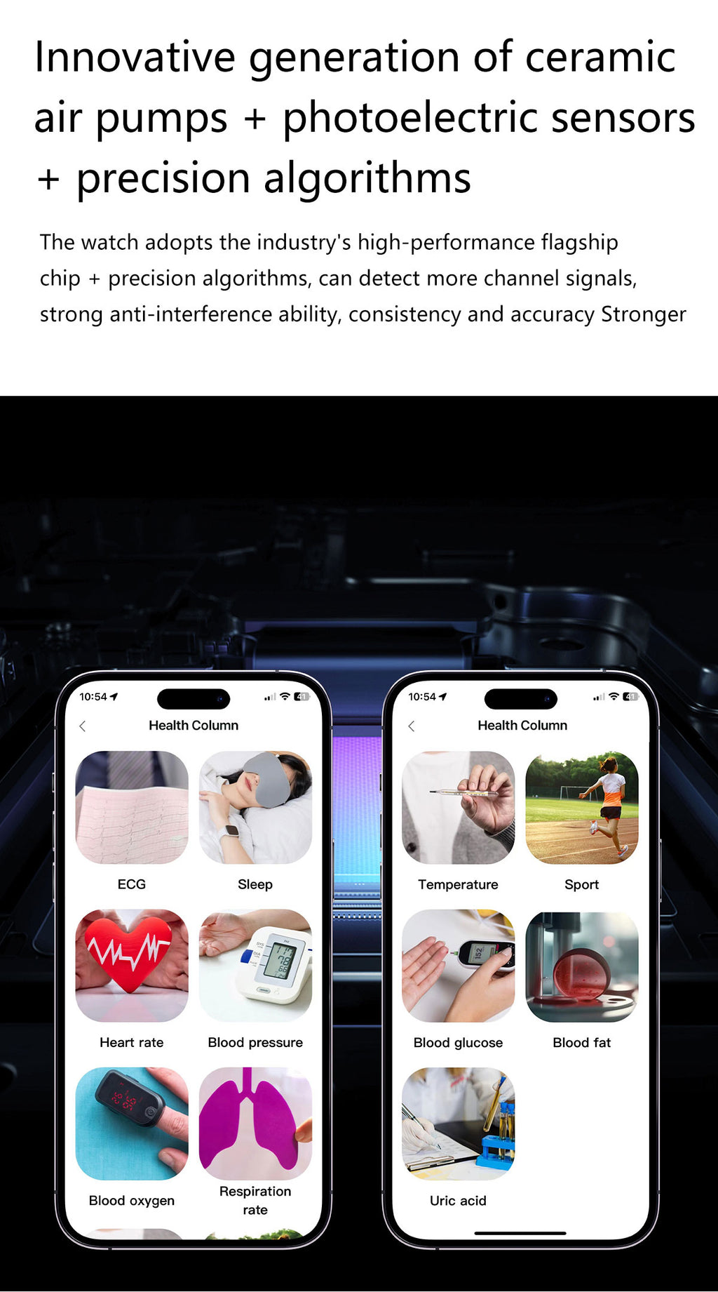 New smartwatch S26 Air pump+airbag true blood pressure accurate test Bluetooth call ECG electrocardiogram blood sugar uric acid blood lipid body temperature blood oxygen sleep monitoring breathing training ECG NFC SOS
