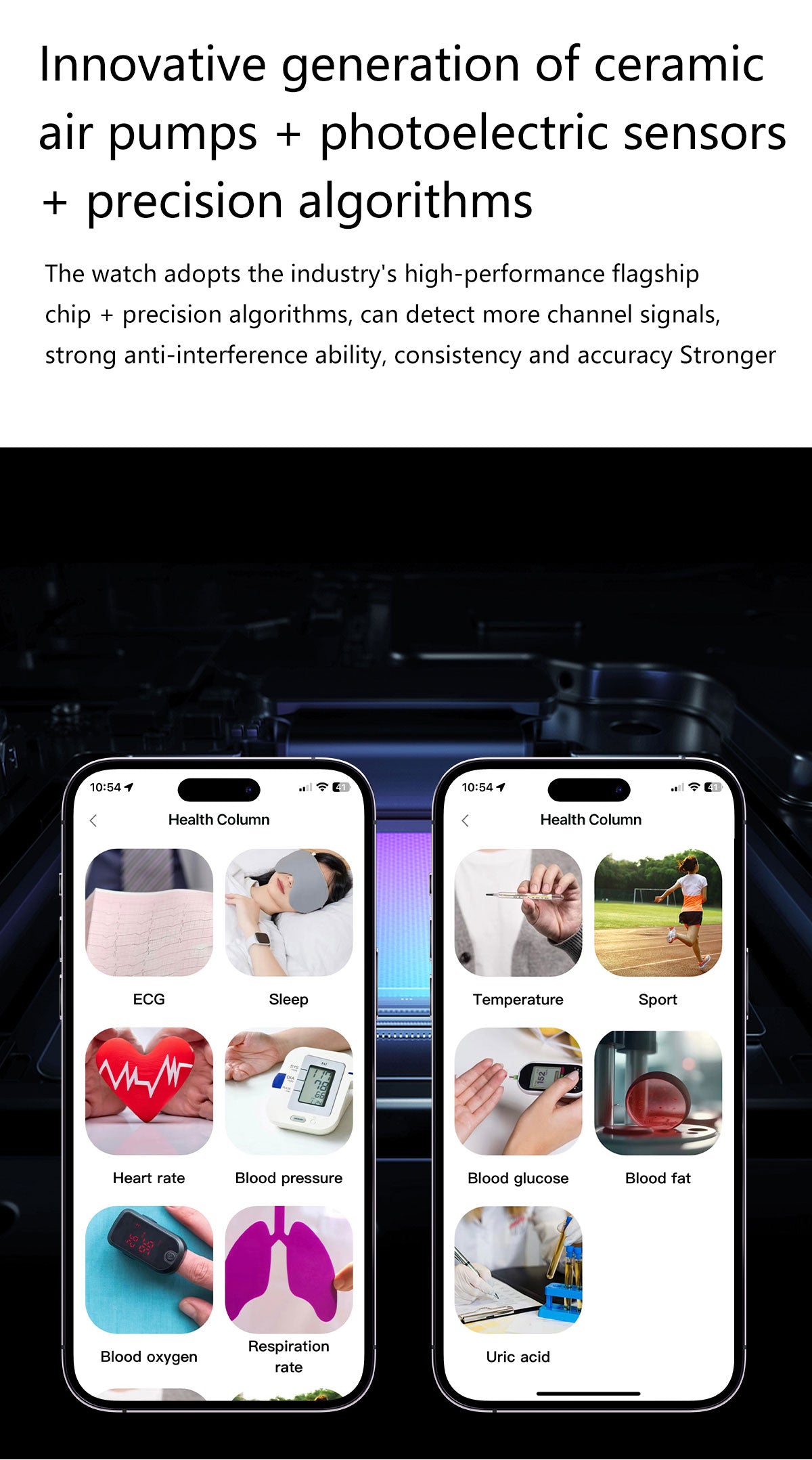New smartwatch S26 Air pump+airbag true blood pressure accurate test Bluetooth call ECG electrocardiogram blood sugar uric acid blood lipid body temperature blood oxygen sleep monitoring breathing training ECG NFC SOS