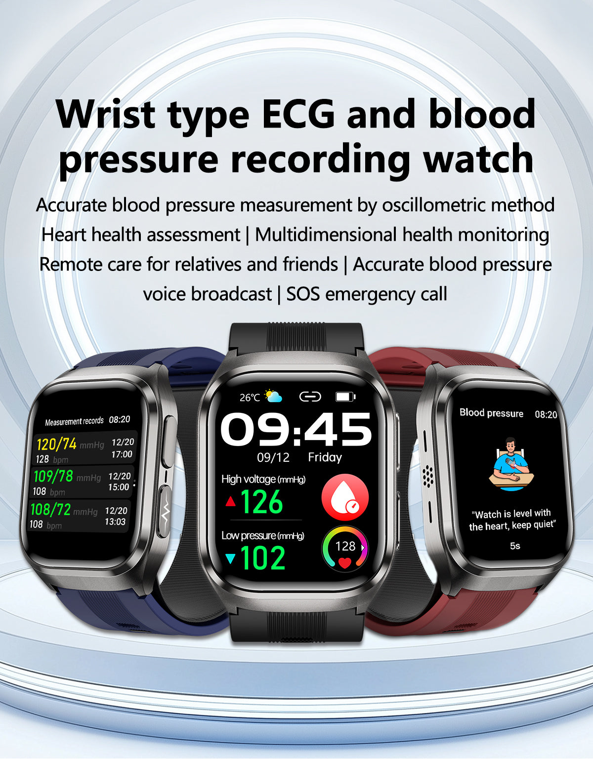 New smartwatch S17 airbag blood pressure monitoring NFC SOS ECG electrocardiogram Sport blood sugar uric acid blood lipid body temperature blood oxygen sleep monitoring breathing training Lover gift