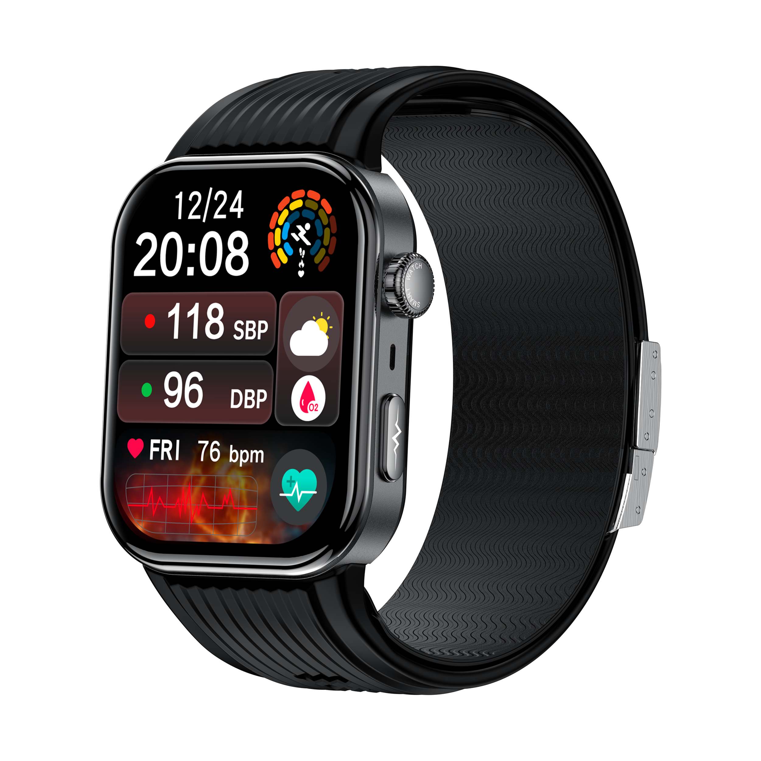 New smartwatch S191 Air pump+airbag type true blood pressure accurate test Bluetooth call ECG electrocardiogram blood sugar uric acid blood lipid body temperature blood oxygen sleep monitoring breathing training.