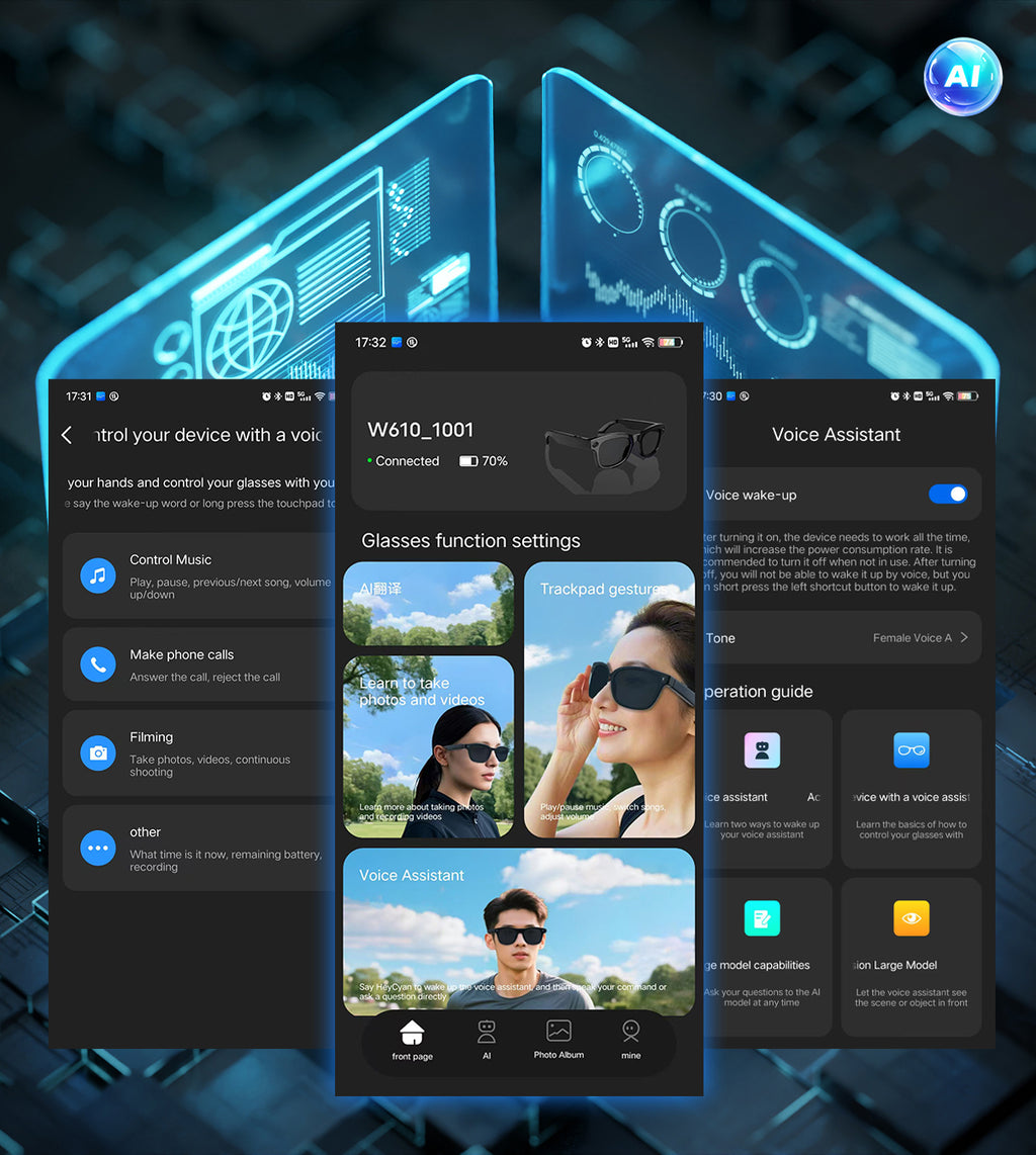 Smart glasses Photography glasses W610 AI translation 8 million pixels Wi-Fi slide-to-touch New Fashion Arrivals.