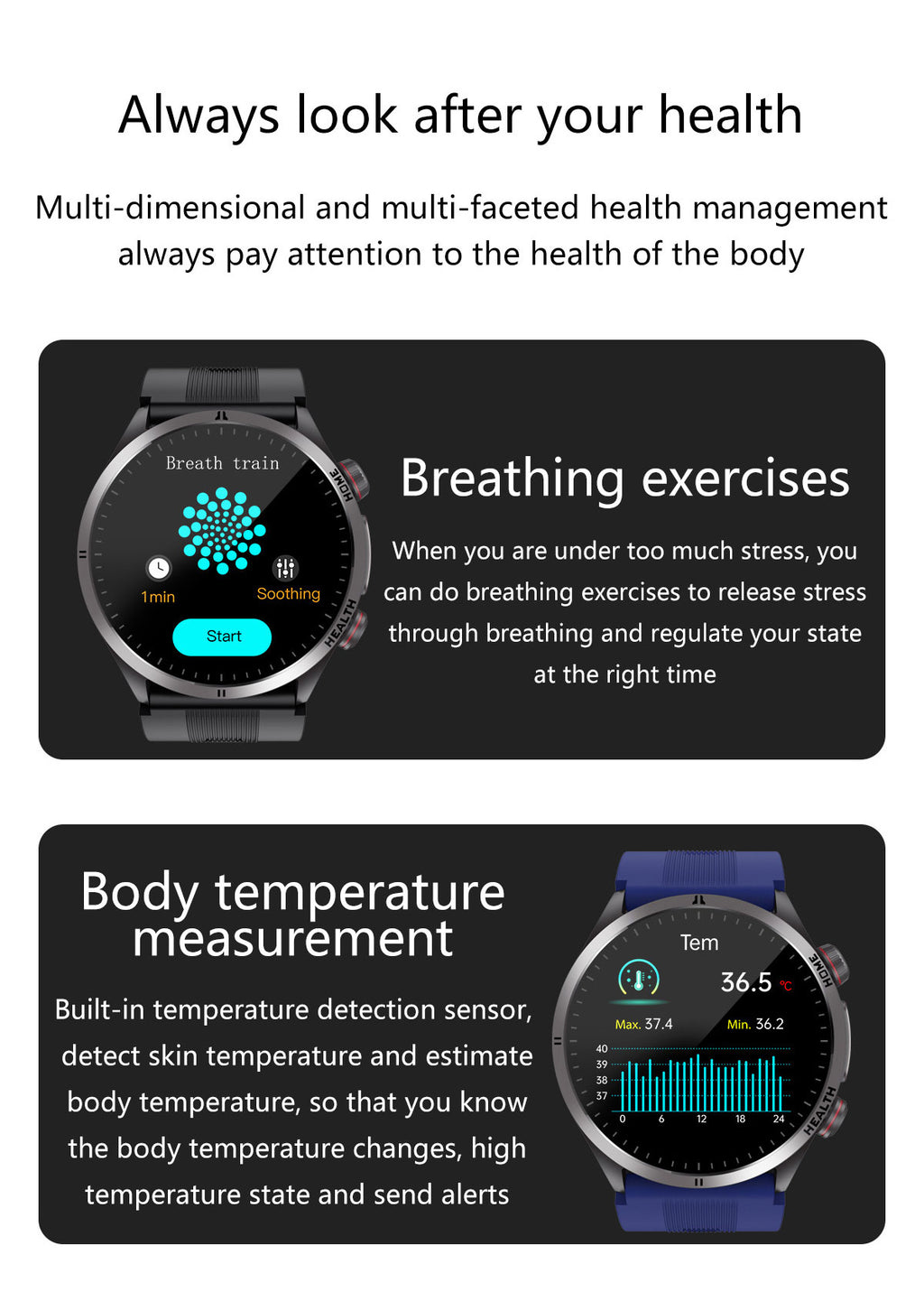 New smartwatch S26 Air pump+airbag true blood pressure accurate test Bluetooth call ECG electrocardiogram blood sugar uric acid blood lipid body temperature blood oxygen sleep monitoring breathing training ECG NFC SOS