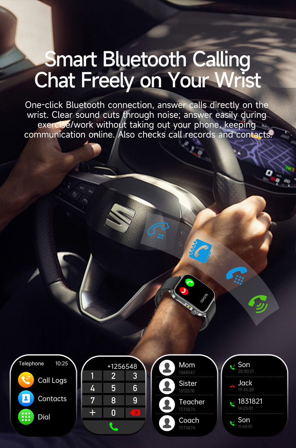 New smartwatch E810 Dual probe laser health therapy function Bluetooth call ECG electrocardiogram blood sugar uric acid blood lipid body temperature blood oxygen sleep monitoring breathing training.