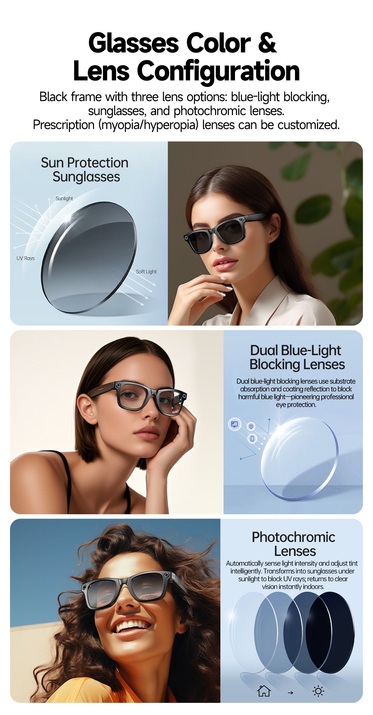 Smart glasses Photography glasses W610 AI translation 8 million pixels Wi-Fi slide-to-touch New Fashion Arrivals.