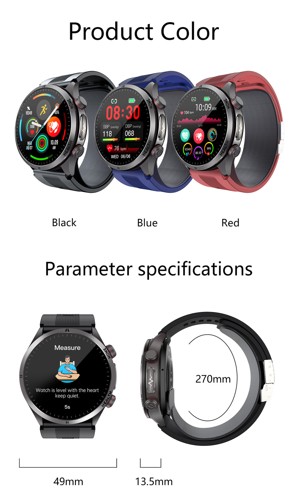 New smartwatch S26 Air pump+airbag true blood pressure accurate test Bluetooth call ECG electrocardiogram blood sugar uric acid blood lipid body temperature blood oxygen sleep monitoring breathing training ECG NFC SOS