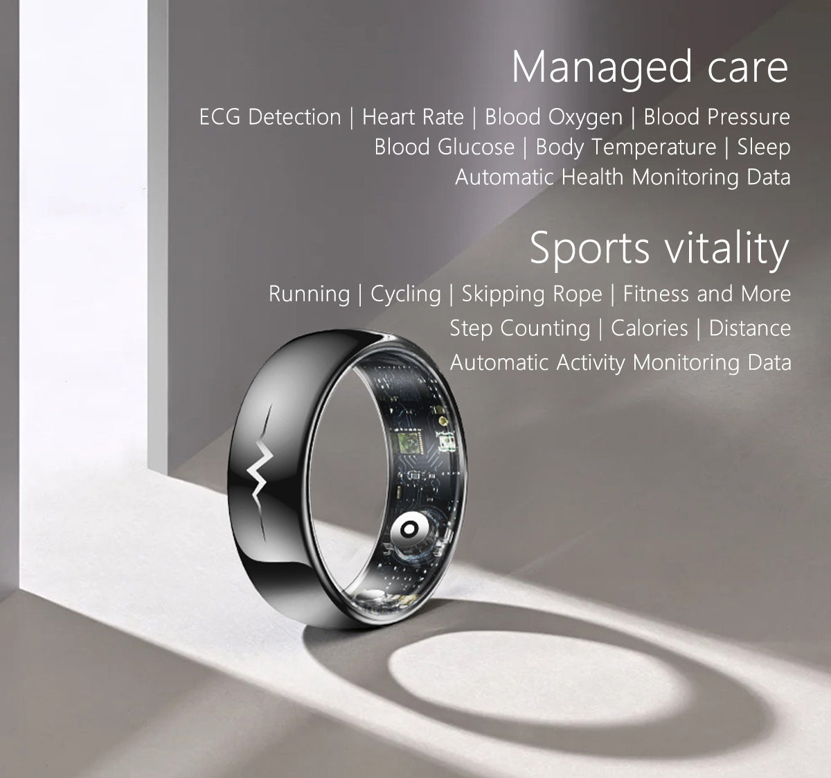 New smart ring Q520 lover's gift ceramic material heart rate sleep blood sugar exercise monitoring hot sale！
