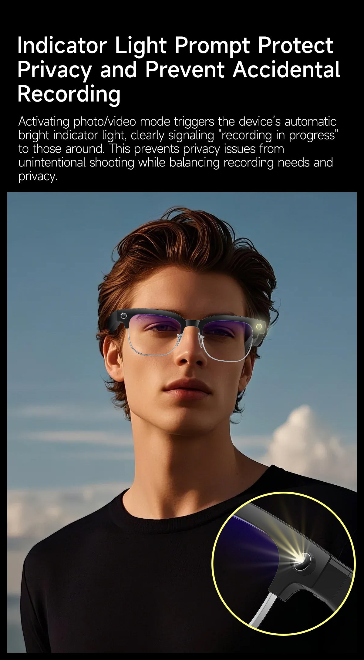 Smart glasses Photography glasses W630 AI translation Wi-Fi slide-to-touch New Fashion Arrivals.