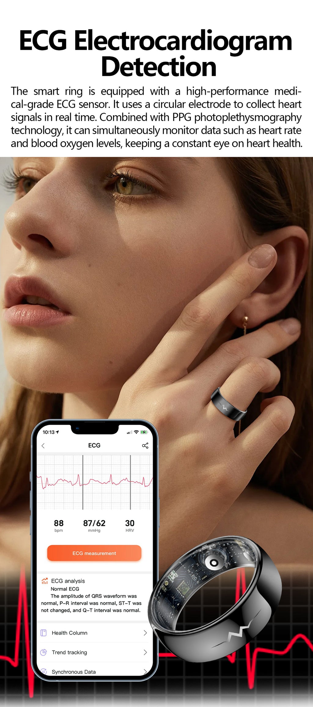 New smart ring Q520 lover's gift ceramic material heart rate sleep blood sugar exercise monitoring hot sale！