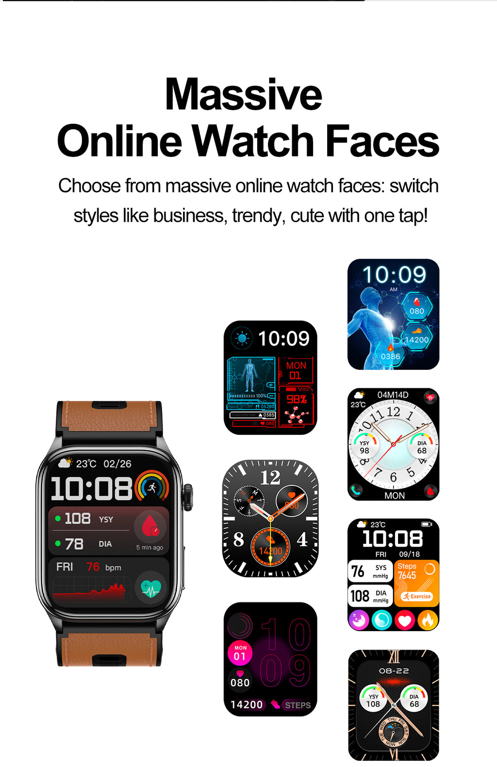 New smartwatch S101 lover's Gift bluetooth call health monitoring True blood pressure Air pump Blood glucose NFC ECG SOS