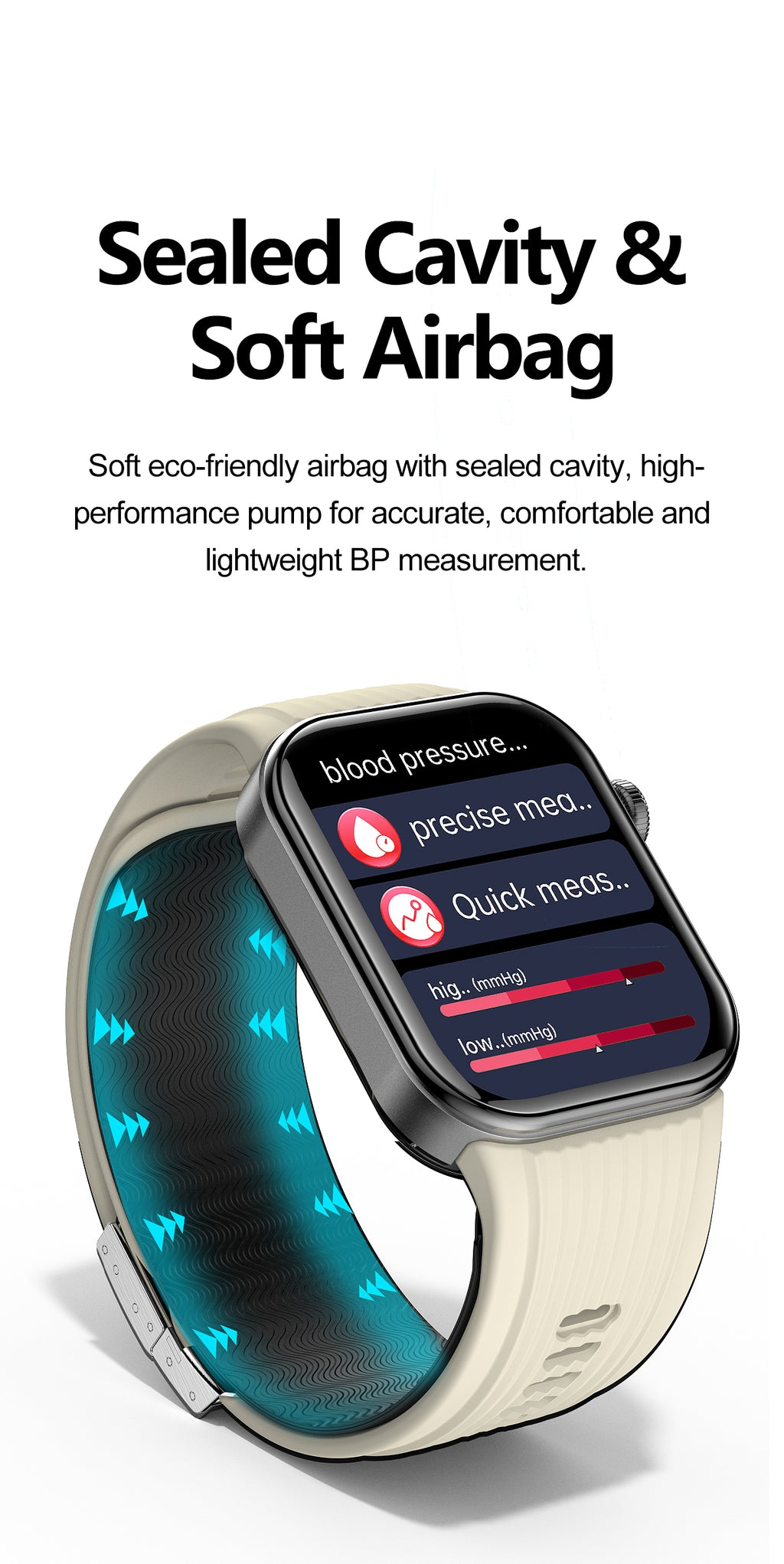 New smartwatch S191 Air pump+airbag type true blood pressure accurate test Bluetooth call ECG electrocardiogram blood sugar uric acid blood lipid body temperature blood oxygen sleep monitoring breathing training.