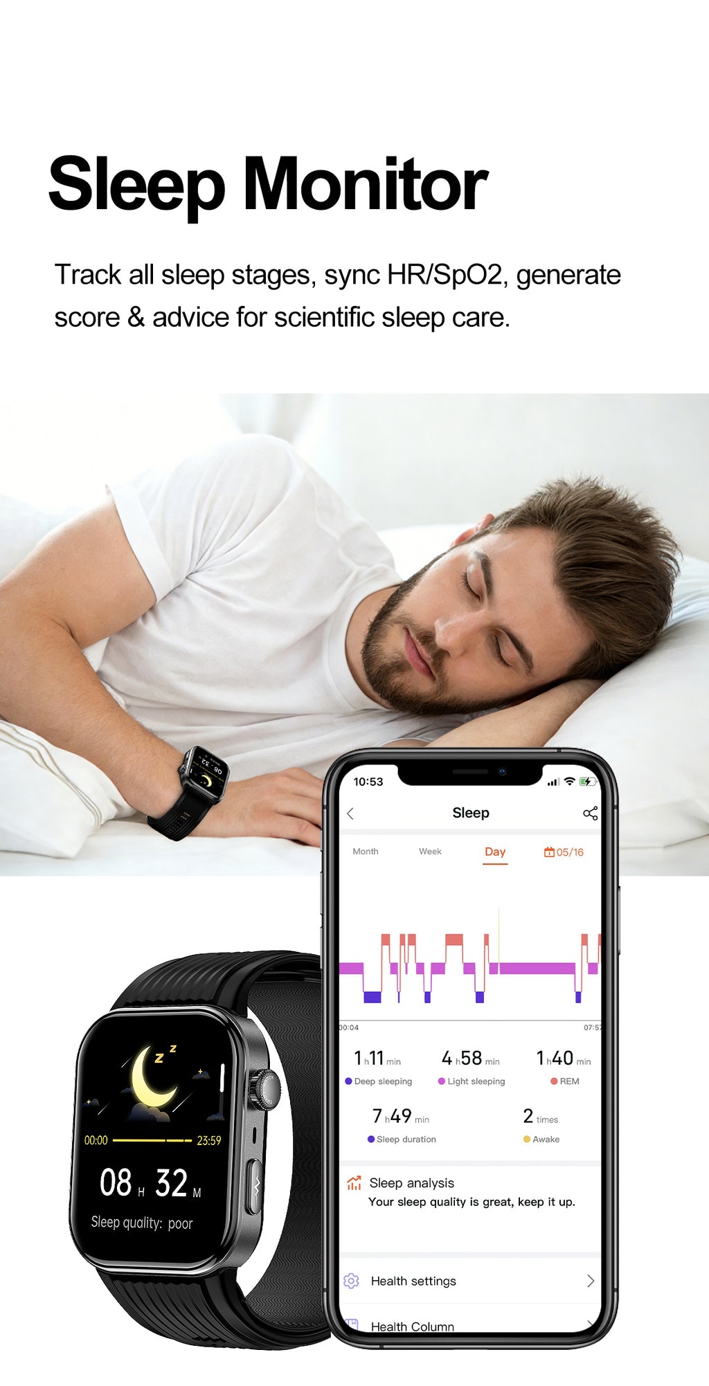 New smartwatch S191 Air pump+airbag type true blood pressure accurate test Bluetooth call ECG electrocardiogram blood sugar uric acid blood lipid body temperature blood oxygen sleep monitoring breathing training.