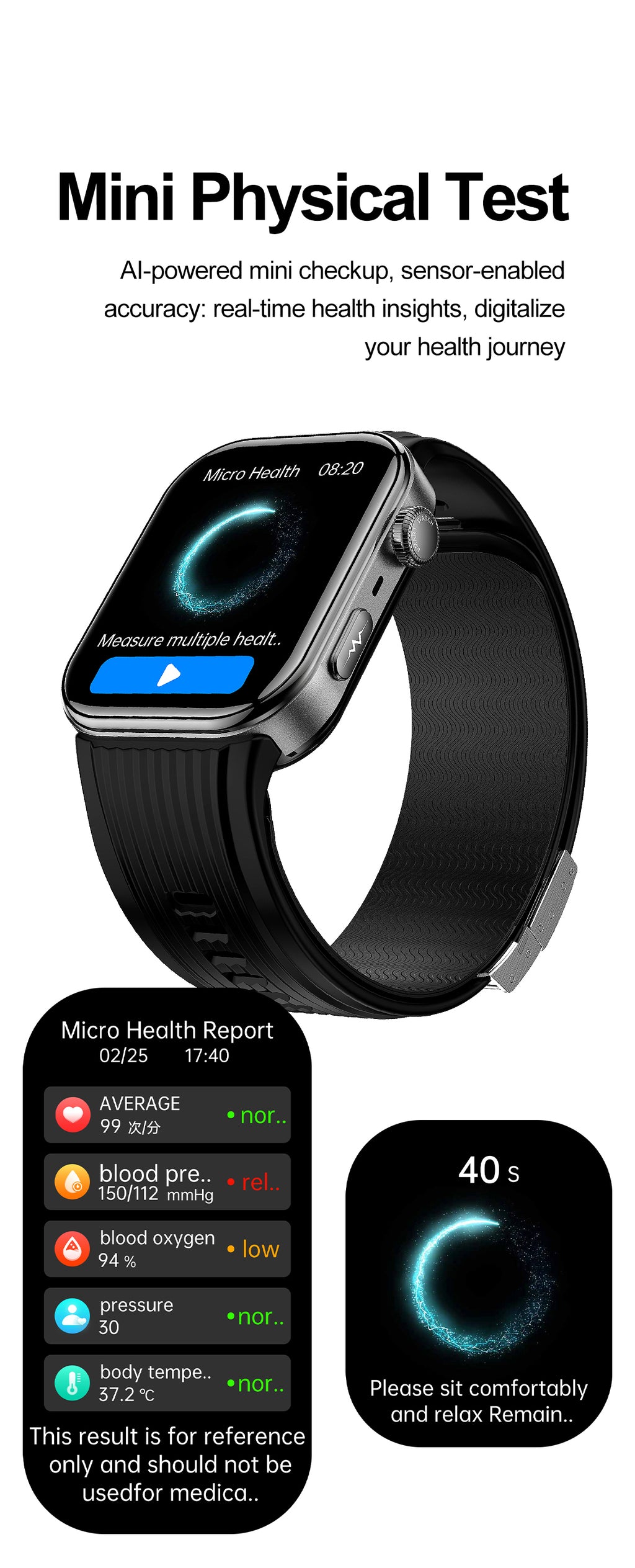 New smartwatch S191 Air pump+airbag type true blood pressure accurate test Bluetooth call ECG electrocardiogram blood sugar uric acid blood lipid body temperature blood oxygen sleep monitoring breathing training.