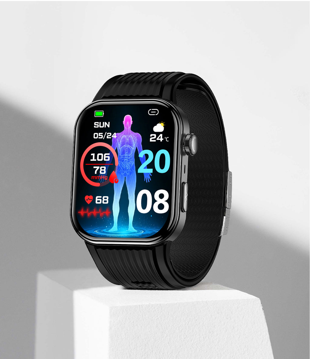 New smartwatch S191 Air pump+airbag type true blood pressure accurate test Bluetooth call ECG electrocardiogram blood sugar uric acid blood lipid body temperature blood oxygen sleep monitoring breathing training.