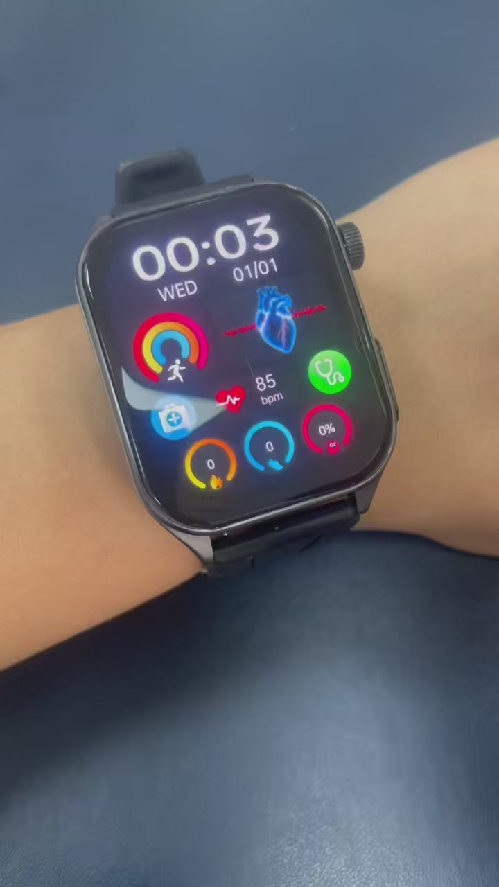 New smartwatch E810 Dual probe laser health therapy function Bluetooth call ECG electrocardiogram blood sugar uric acid blood lipid body temperature blood oxygen sleep monitoring breathing training.